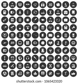 100 researcher science icons set in simple style white on black circle color isolated on white background vector illustration
