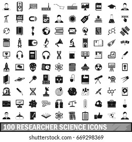 100 researcher science icons set in simple style for any design vector illustration