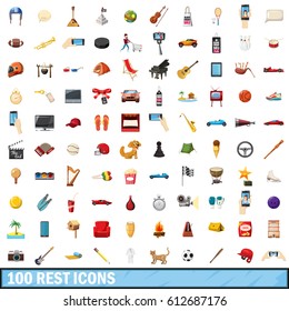100 rest icons set in cartoon style for any design vector illustration
