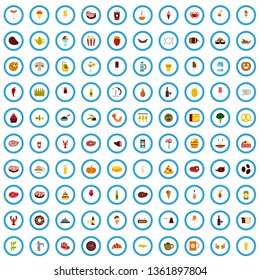 100 restaurant icons set in flat style for any design vector illustration