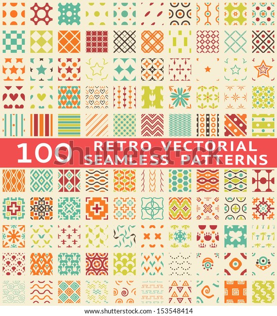 100 Retro Different Vector Seamless Patterns Stock Vector Royalty Free