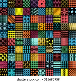 100 retro pattern. Vector pattern. Endless texture can be used for printing onto fabric, paper or scrap booking, wallpaper, pattern fills, web page background, surface texture.