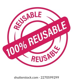'100% reusable' vector icon, red in color