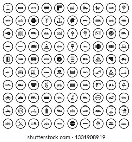 100 road icons set in simple style for any design vector illustration
