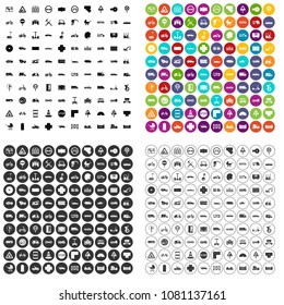 100 road icons set vector in 4 variant for any web design isolated on white