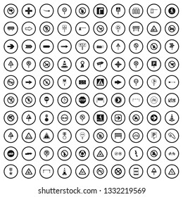 100 road signs icons set in simple style for any design vector illustration