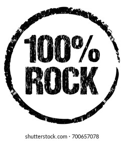 100% Rock. Grunge vector stamp ready to print on any marketing object.