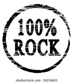 100% rock vector grunge label