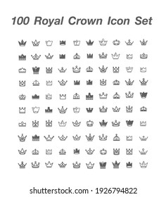 100 Royal Crown icon set Vector
