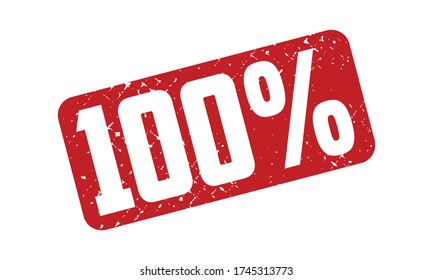 100% Rubber Stamp. Red 100% Rubber Grunge Stamp Seal Vector Illustration - Vector