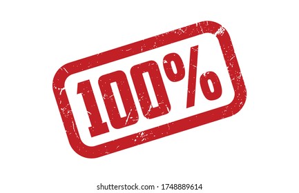 100% Rubber Stamp. Red 100% Rubber Grunge Stamp Seal Vector Illustration - Vector