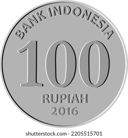 100 rupiah indonesian currency. coins 100 rupiah vector. 100 rupias coins metal silver. 100 rupiah coin icon indonesian currency