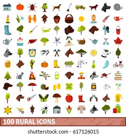 100 rural icons set in flat style for any design vector illustration