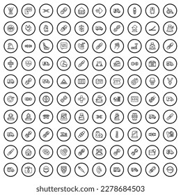 100 safety icons set. Outline illustration of 100 safety icons vector set isolated on white background