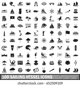 100 sailing vessel icons set in simple style for any design vector illustration