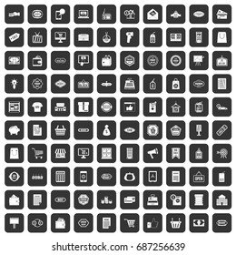 100 sale icons set in black color isolated vector illustration