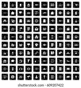 100 sale icons set in grunge style isolated vector illustration