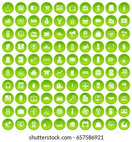 100 sales icons set green circle isolated on white background vector illustration
