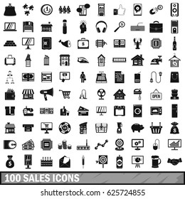 100 sales icons set in simple style for any design vector illustration