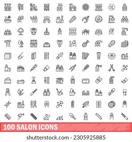 100 salon icons set. Outline illustration of 100 salon icons vector set isolated on white background