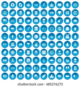 100 sandwich icons set blue