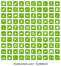 100 sandwich icons set in grunge style green color isolated on white background vector illustration