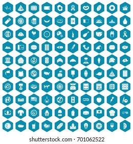 100 sandwich icons set in sapphirine hexagon isolated vector illustration
