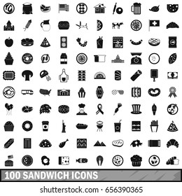 100 sandwich icons set in simple style for any design vector illustration