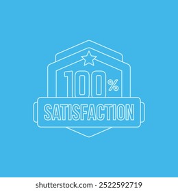 100% Satisfaction Badge Vector Design Collection Blue Line