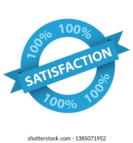 100% SATISFACTION blue origami-style vector marketing stamp