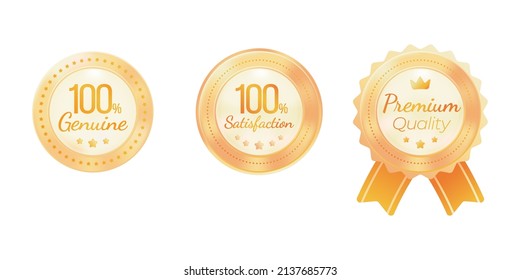 100% Satisfaction Genuine authentic premium quality guarantee label sign badge vector design