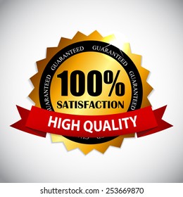 100 % Satisfaction Golden Label Vector Illustration