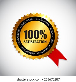 100 % Satisfaction Golden Label Vector Illustration