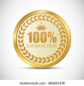 100 % Satisfaction Golden Label Vector Illustration eps10