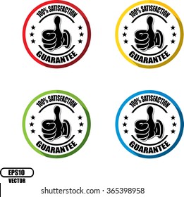 100% satisfaction guarantee, Button, label and sign - Vector illustration