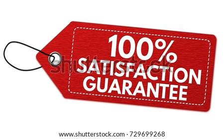 100% satisfaction guarantee label or price tag on white background, vector illustration