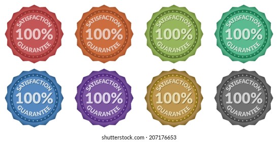 100% Satisfaction Guarantee Retro Style Badges (8 styles)