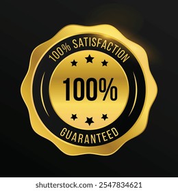 100% satisfaction guarantee with total confidence,golden vector
