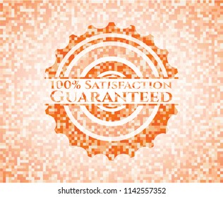 100% Satisfaction Guaranteed abstract orange mosaic emblem with background
