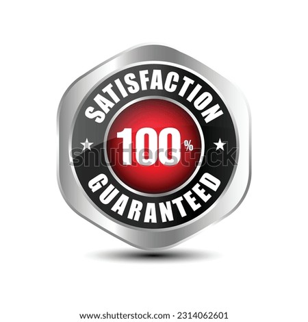 100% Satisfaction Guaranteed emblem, badge, sign, and seal isolated on white background. Vector design.