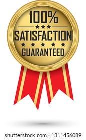 100% satisfaction guaranteed gold label, vector illustration