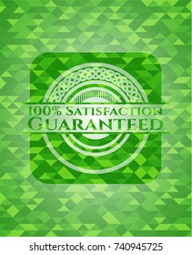 100% Satisfaction Guaranteed green mosaic emblem