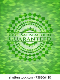 100% Satisfaction Guaranteed realistic green mosaic emblem