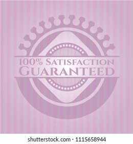 100% Satisfaction Guaranteed realistic pink emblem