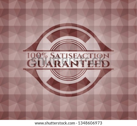 100% Satisfaction Guaranteed red badge with geometric background. Seamless.