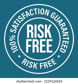 100% satisfaction guaranteed, risk free vector icon, white in color
