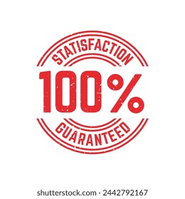 100% satisfaction guaranteed seal or label flat vector icon isolated on white background.