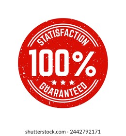 100% satisfaction guaranteed seal or label flat vector icon isolated on white background.