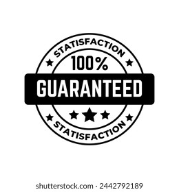 100% satisfaction guaranteed seal or label flat vector icon isolated on white background.