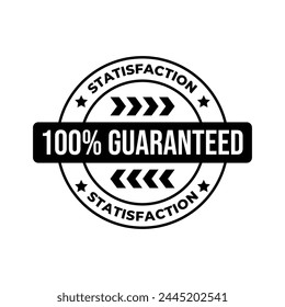 100% satisfaction guaranteed seal or label flat vector icon isolated on white background.